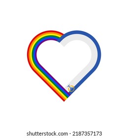 concepto de unidad. icono de la cinta de corazón de las banderas del arco iris y de la ciudad de orlando. ilustración vectorial aislada en fondo blanco