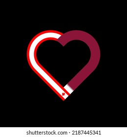 unity concept. heart ribbon icon of canada and qatar flags. vector illustration isolated on black background