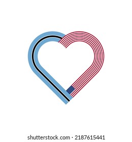 unity concept. heart ribbon icon of botswana and united states flags. vector illustration isolated on white background