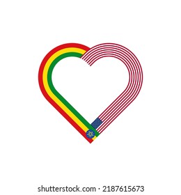 unity concept. heart ribbon icon of ethiopia and united states flags. vector illustration isolated on white background