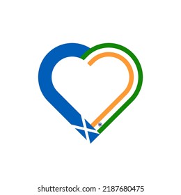 Einheitskonzept. Herzbandsymbol von Schwarzwald und indischen Flaggen. Vektorgrafik einzeln auf weißem Hintergrund