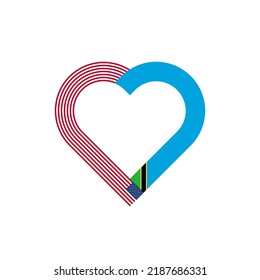 unity concept. heart ribbon icon of united states and tanzania flags. vector illustration isolated on white background