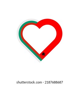 unity concept. heart ribbon icon of bulgaria and albania flags. vector illustration isolated on white background