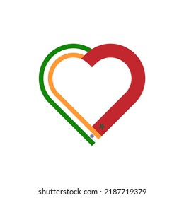 unity concept. heart ribbon icon of india and morocco flags. vector illustration isolated on white background