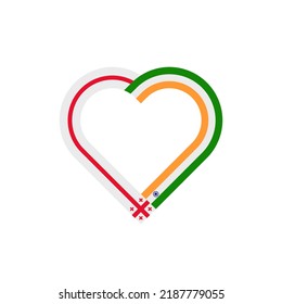 unity concept. heart ribbon icon of georgia and india flags. vector illustration isolated on white background