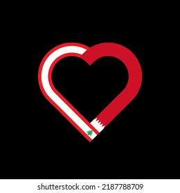 unity concept. heart ribbon icon of lebanon and bahrain flags. vector illustration isolated on black background