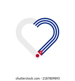 unity concept. heart ribbon icon of japan and cuba flags. vector illustration isolated on white background