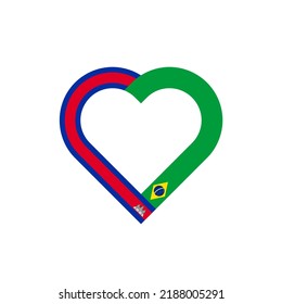 unity concept. heart ribbon icon of cambodia and brazil flags. vector illustration isolated on white background