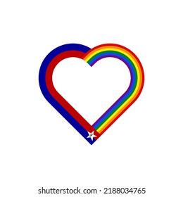 unity concept. heart ribbon icon of rainbow and san antonio city flags. vector illustration isolated on white background