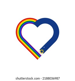 unity concept. heart ribbon icon of rainbow and topeka city flags. vector illustration isolated on white background