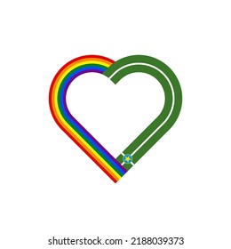 unity concept. heart ribbon icon of rainbow and jackson city flags. vector illustration isolated on white background