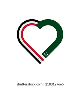 unity concept. heart ribbon icon of syria and pakistan flags. vector illustration isolated on white background