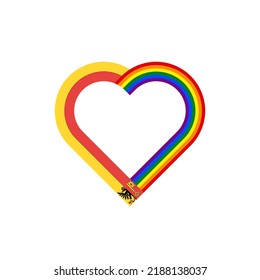 Einheitskonzept. Herzbandsymbol von Genf und Regenbogenflaggen. Vektorgrafik einzeln auf weißem Hintergrund