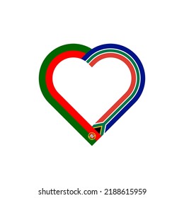 unity concept. heart ribbon icon of portugal and south africa flags. vector illustration isolated on white background