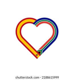 unity concept. heart ribbon icon of spain and south africa flags. vector illustration isolated on white background