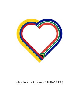 unity concept. heart ribbon icon of colombia and south africa flags. vector illustration isolated on white background