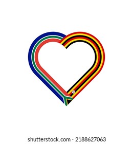unity concept. heart ribbon icon of uganda and south africa flags. vector illustration isolated on white background
