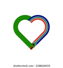 unity concept. heart ribbon icon of zambia and south africa flags. vector illustration isolated on white background