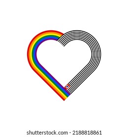 Einheitskonzept. Herzbandsymbol von Regenbogen- und São-Paulo-Flaggen. Vektorgrafik einzeln auf weißem Hintergrund
