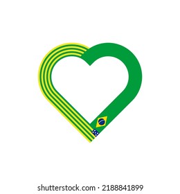 concepto de unidad. ícono de la cinta de corazón de goias y banderas brasil. ilustración vectorial aislada en fondo blanco