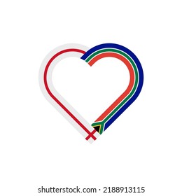 concepto de unidad. icono de la cinta de corazón de banderas de inglaterra y sudáfrica. ilustración vectorial aislada en fondo blanco
