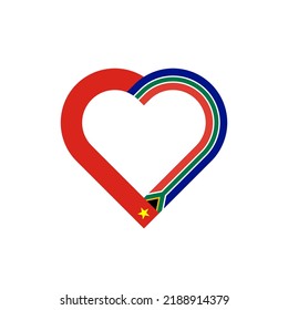 unity concept. heart ribbon icon of vietnam and south africa flags. vector illustration isolated on white background