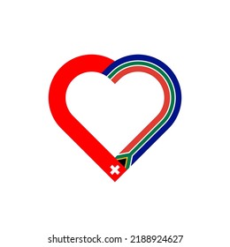 unity concept. heart ribbon icon of switzerland and south africa flags. vector illustration isolated on white background
