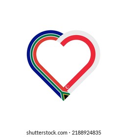 unity concept. heart ribbon icon of south africa and singapore flags. vector illustration isolated on white background