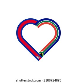 unity concept. heart ribbon icon of cambodia and south africa flags. vector illustration isolated on white background