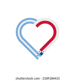 concepto de unidad. ícono de cinta de corazón de banderas argentina y panama. ilustración vectorial aislada en fondo blanco	