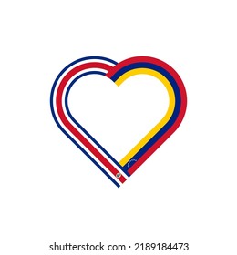 unity concept. heart ribbon icon of costa rica and venezuela flags. vector illustration isolated on white background	
