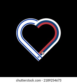 unity concept. heart ribbon icon of israel and serbia flags. vector illustration isolated on black background