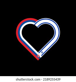 unity concept. heart ribbon icon of slovakia and israel flags. vector illustration isolated on black background