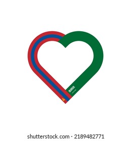 unity concept. heart ribbon icon of mongolia and saudi arabia flags. vector illustration isolated on white background