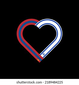 unity concept. heart ribbon icon of mongolia and israel flags. vector illustration isolated on black background