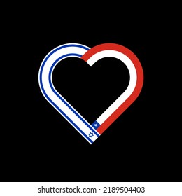 unity concept. heart ribbon icon of israel and chile flags. vector illustration isolated on black background