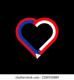 concepto de unidad. icono de la cinta de corazón de filipinas y banderas de chile. ilustración vectorial aislada en fondo negro