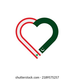 unity concept. heart ribbon icon of lebanon and pakistan flags. vector illustration isolated on white background