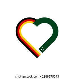 unity concept. heart ribbon icon of germany and pakistan flags. vector illustration isolated on white background
