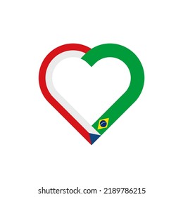 unity concept. heart ribbon icon of czech republic and brazil flags. vector illustration isolated on white background
