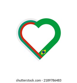 unity concept. heart ribbon icon of bulgaria and brazil flags. vector illustration isolated on white background