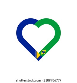 concepto de unidad. icono de la cinta de corazón de bosnia y banderas brasil. ilustración vectorial aislada en fondo blanco
