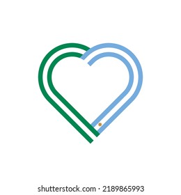 unity concept. heart ribbon icon of nigeria and argentina flags. vector illustration isolated on white background