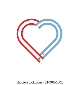 concepto de unidad. ícono de la cinta del corazón de banderas del líbano y argentina. ilustración vectorial aislada en fondo blanco