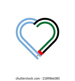 unity concept. heart ribbon icon of argentina and united arab emirates flags. vector illustration isolated on white background
