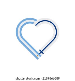 concepto de unidad. ícono de cinta de corazón de banderas argentinas y finlandesas. ilustración vectorial aislada en fondo blanco