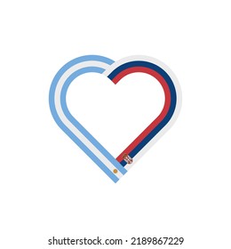 unity concept. heart ribbon icon of argentina and serbia flags. vector illustration isolated on white background