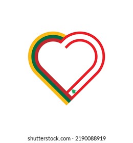 unity concept. heart ribbon icon of lithuania and lebanon flags. vector illustration isolated on white background