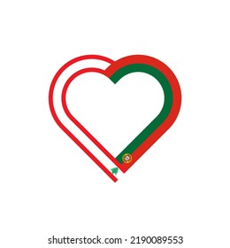 concepto de unidad. icono de la cinta de corazón de banderas del líbano y portugal. ilustración vectorial aislada en fondo blanco