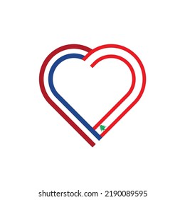 unity concept. heart ribbon icon of netherlands and lebanon flags. vector illustration isolated on white background